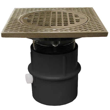 Jones Stephens 3in. PVC Over Pipe Fit Drain Base with 3in. Plastic Spud and 5in. Nickel Bronze Strainer D53260